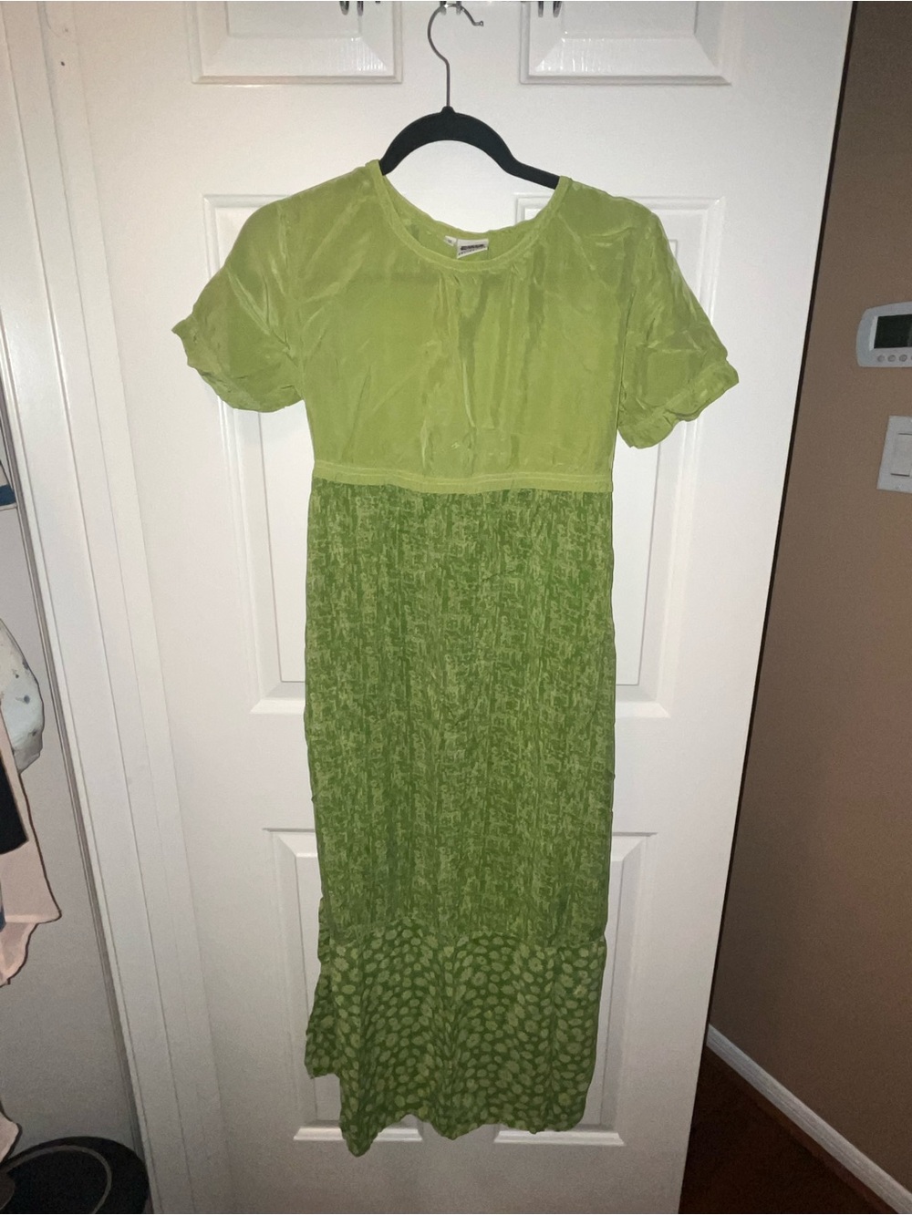VINTAGE JOHNNY WAS GREEN MULTIPRINTED MAXI DRESS